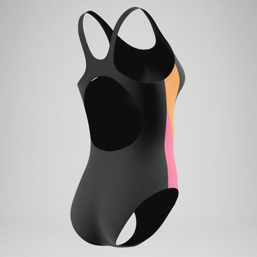 Women's Colourblock Muscleback Swimsuit Black/Peach