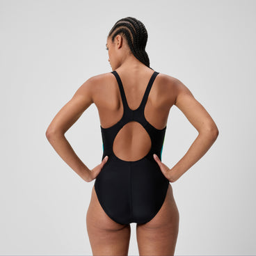 Women's Colourblock Splice 2.0 Swimsuit Black/Aqua/Green