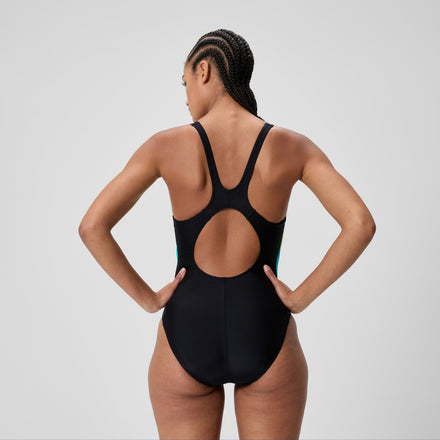 Women's Colourblock Splice 2.0 Swimsuit Black/Aqua/Green