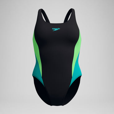 Women's Colourblock Splice 2.0 Swimsuit Black/Aqua/Green