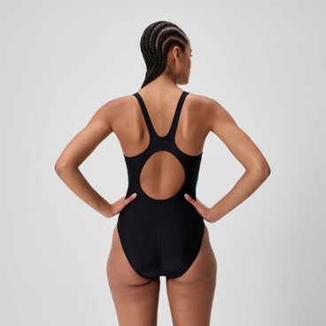 Women's Colourblock Splice 2.0 Swimsuit Black/Aqua/Red