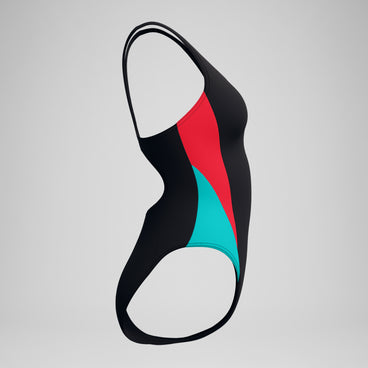 Women's Colourblock Splice 2.0 Swimsuit Black/Aqua/Red