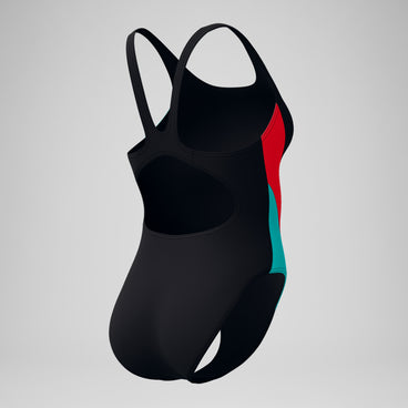 Women's Colourblock Splice 2.0 Swimsuit Black/Aqua/Red