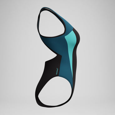 Women's Highneck Splice Crossback Swimsuit DarkTeal/Green