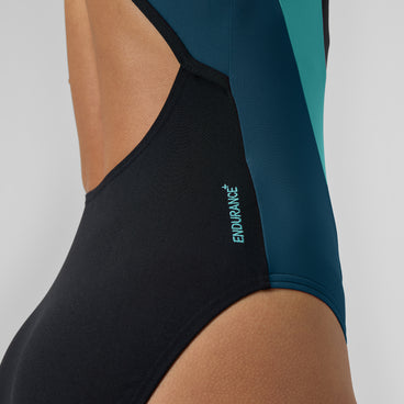 Women's Highneck Splice Crossback Swimsuit DarkTeal/Green