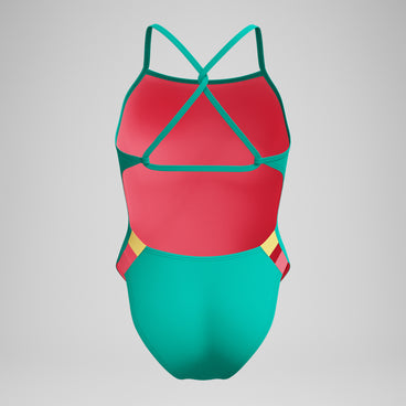 Women's Solid Twist Back One Piece Green