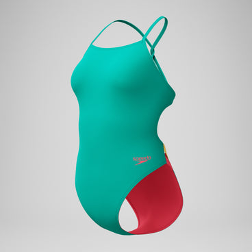Women's Solid Twist Back One Piece Green
