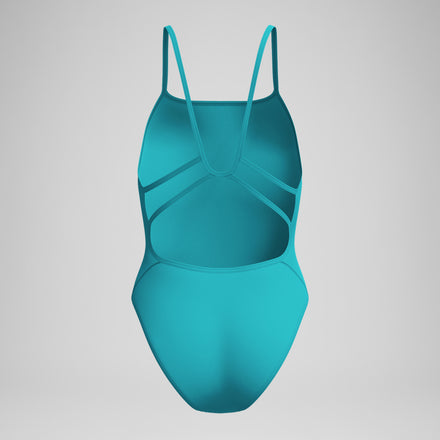 Women's Club Training Solid Web Back Swimsuit Turquoise
