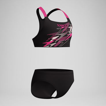 Girls Medley Logo Racerback Bikini Black/Pink