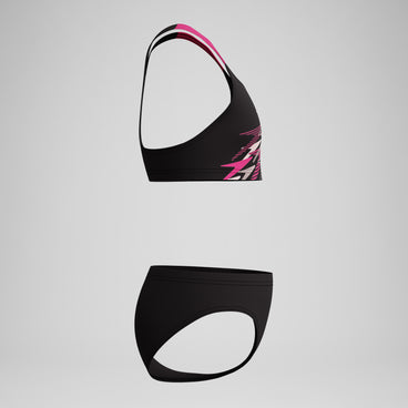 Girls Medley Logo Racerback Bikini Black/Pink
