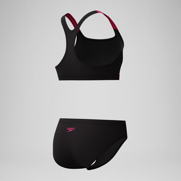 Girls Medley Logo Racerback Bikini Black/Pink