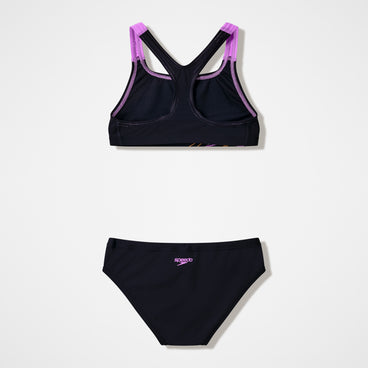 Girls Medley Logo Racerback Bikini Set Black/Pink