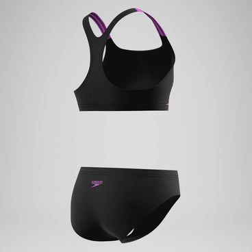 Girls Medley Logo Racerback Bikini Set Black/Pink