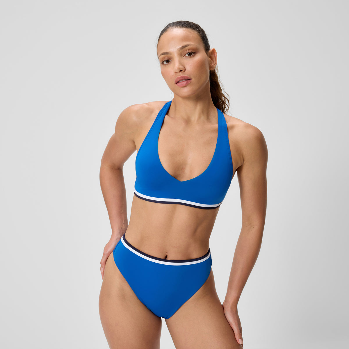 Jetstream Racerback Bikini Top Blue White