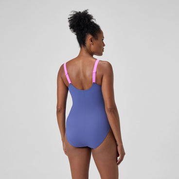 Women's Shaping Solid Splice Swimsuit Purple/Pink