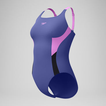 Women's Shaping Solid Splice Swimsuit Purple/Pink