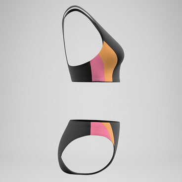 Women's Colourblock Bikini Set Black/Peach