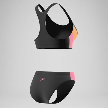 Women's Colourblock Bikini Set Black/Peach