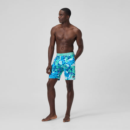 Men's Printed Bondi Swim Shorts Turquoise/Blue