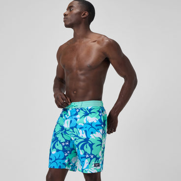 Men's Printed Bondi Swim Shorts Turquoise/Blue