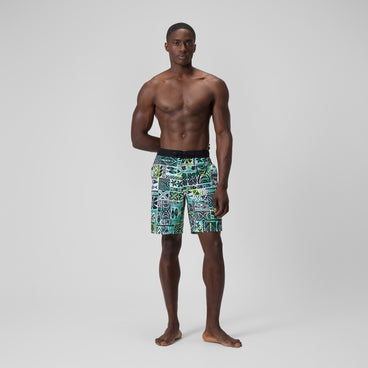 Men's Printed Bondi Swim Shorts Black/White