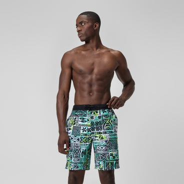 Men's Printed Bondi Swim Shorts Black/White