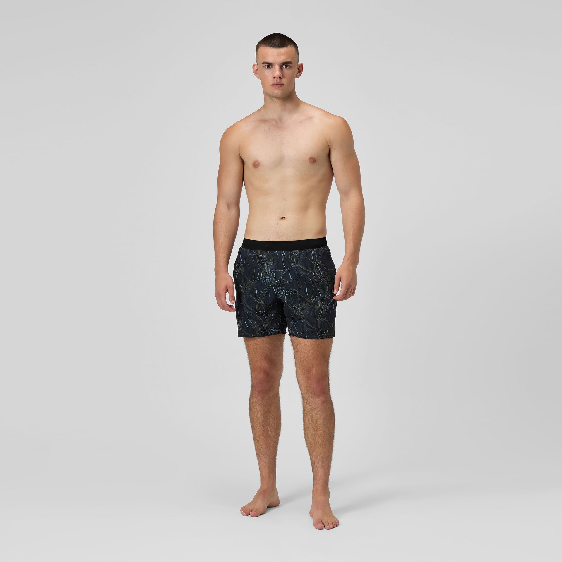 Print Volley Swim Shorts Black Grey