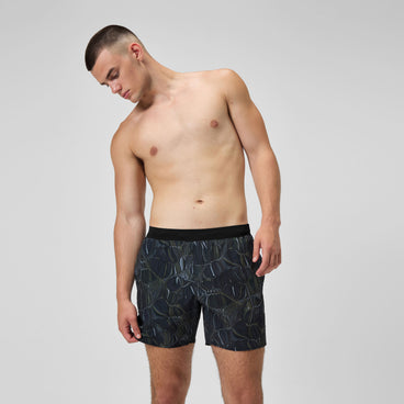 Men's Print Volley Swim Trunks Black/Gray