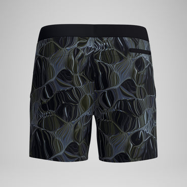 Men's Print Volley Swim Trunks Black/Gray