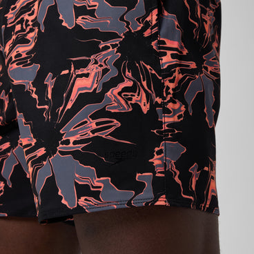 Men's Lookout Printed Swim Shorts Black/Orange