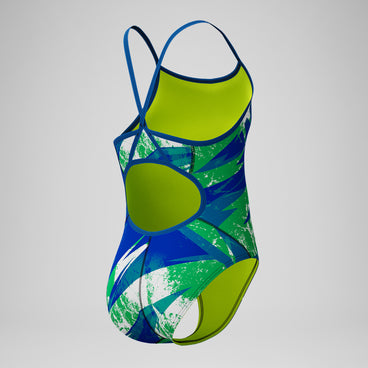Girls Bolted Flyback One Piece Blue/Green
