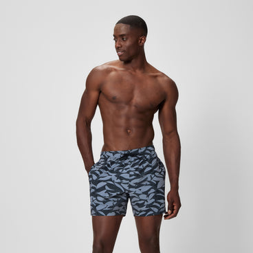 Men's Redondo Edge Printed Swim Shorts Gray/Black