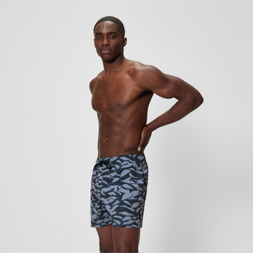 Men's Redondo Edge Printed Swim Shorts Gray/Black