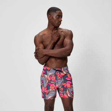 Men's Redondo Edge Printed Swim Shorts Coral/Gray