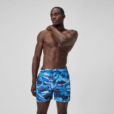 Men's Print Rondo Edge Volley Swim Trunks Navy