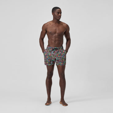 Men's Print Redondo Edge Volley Swim Trunks Purple/Green