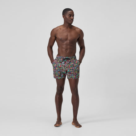 Men's Print Redondo Edge Volley Swim Trunks Purple/Green