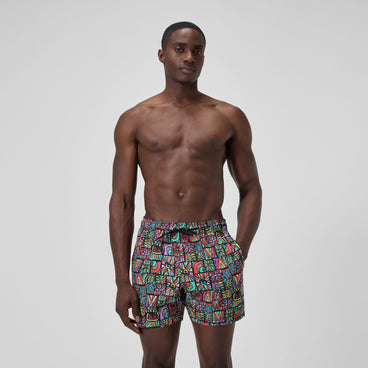 Men's Print Redondo Edge Volley Swim Trunks Purple/Green
