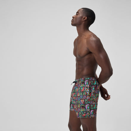 Men's Print Redondo Edge Volley Swim Trunks Purple/Green