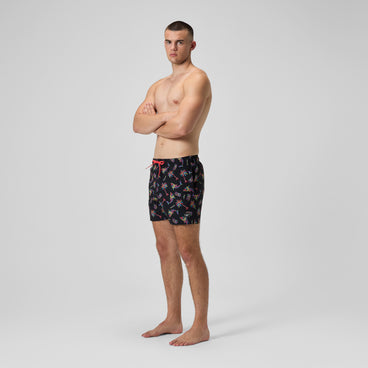 Men's Printed Redondo Edge Swim Shorts Black/Orange