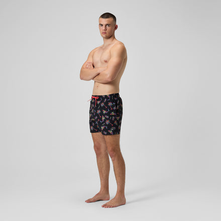 Men's Printed Redondo Edge Swim Shorts Black/Orange