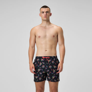 Men's Printed Redondo Edge Swim Shorts Black/Orange