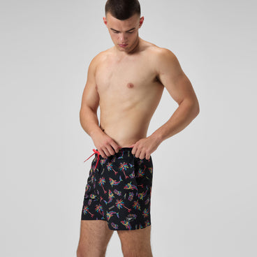 Men's Printed Redondo Edge Swim Shorts Black/Orange