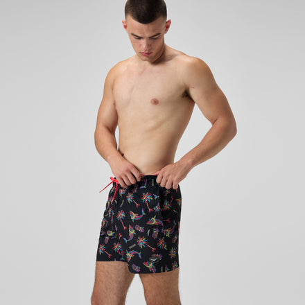Men's Printed Redondo Edge Swim Shorts Black/Orange