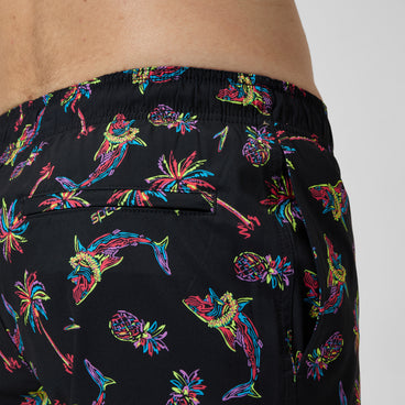 Men's Printed Redondo Edge Swim Shorts Black/Orange