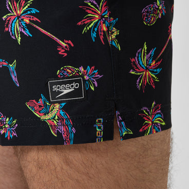 Men's Printed Redondo Edge Swim Shorts Black/Orange