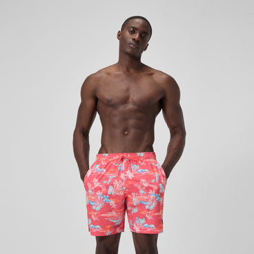 Men's Printed Redondo Edge Swim Shorts Orange/Blue