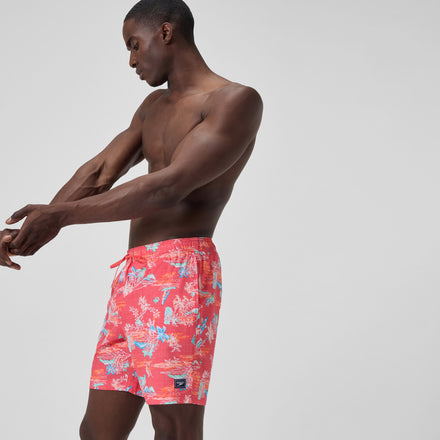 Men's Printed Redondo Edge Swim Shorts Orange/Blue