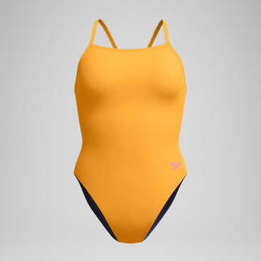 Women's Solid V-Back One Piece Orange