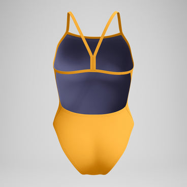 Women's Solid V-Back One Piece Orange